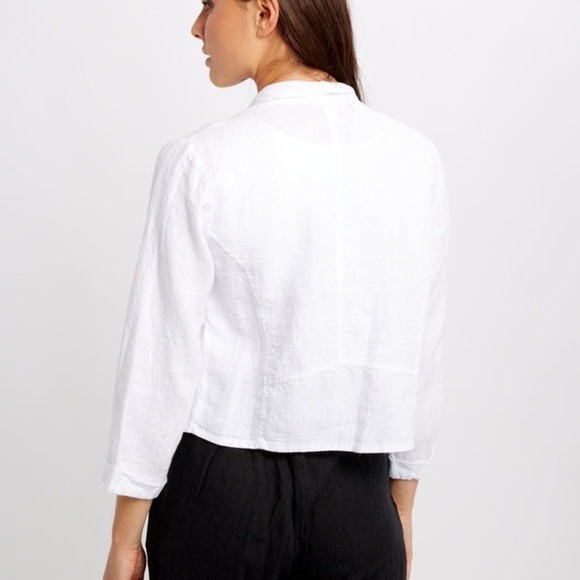 Dolcezza Linen Open Front Crop Cardigan Jacket - Picture 3 of 8